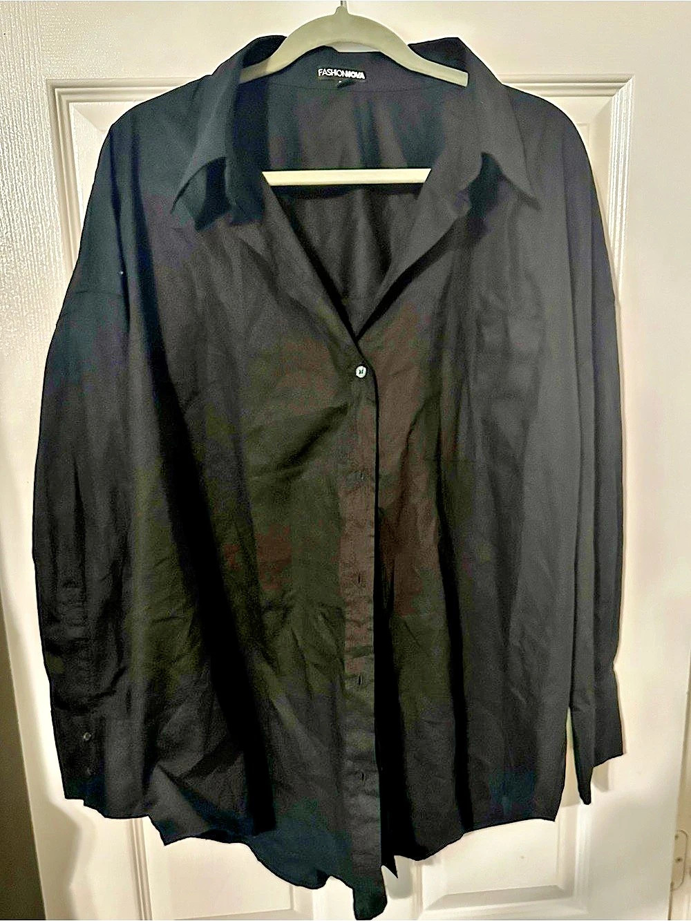 Fashion Nova Black Button Front Blouse